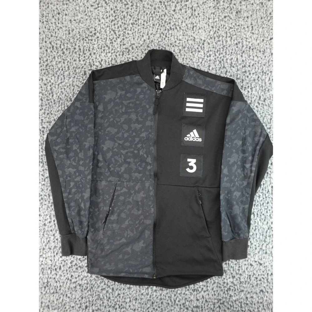 Adidas Camo Patch Bomber Track Jacket Mens Small‎ Black Full Zip Sportswear